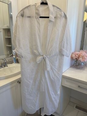 Mango White Sheer Tie-Front Tunic
